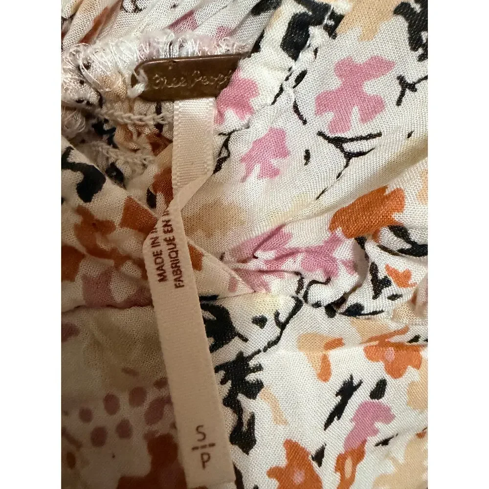 Free People floral cropped ruffle top euc s boho
